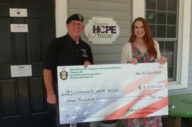 SFACH90 chapter president presents donation to Loisann's Hope Hosue